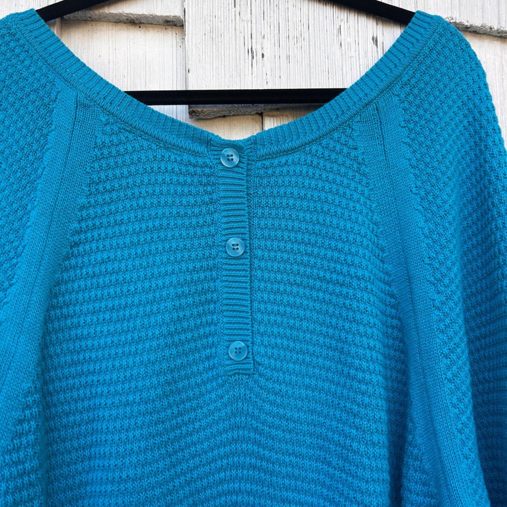 Lane Bryant Teal Blue Textured Knit Tunic Sweater Plus Size 22/24 Raglan Sleeve - Picture 7 of 7